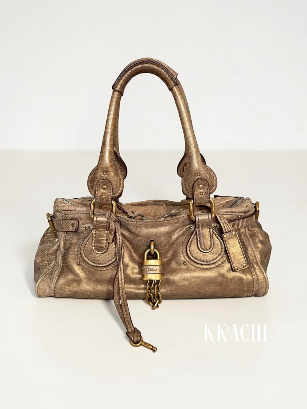 Gold Chloé Paddington Bag Bronze Antique Boho Metallic Padlock Shoulder